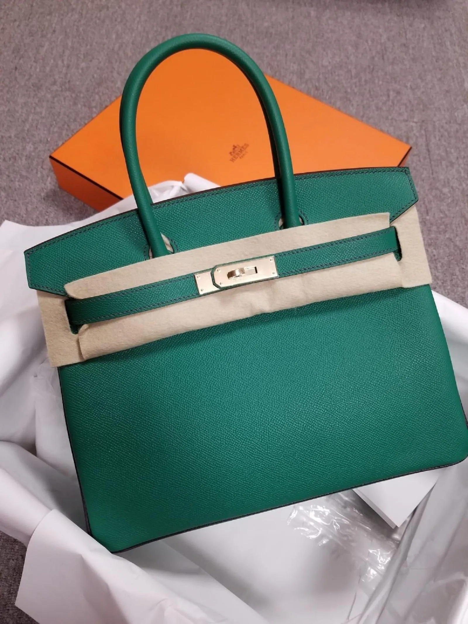 Hermes Birkin 30 HSS RGHW Blue Paon and Raisin (inside) Epsom with D Stamp