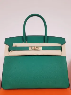 Hermes Birkin 30 HSS RGHW Blue Paon and Raisin (inside) Epsom with D Stamp