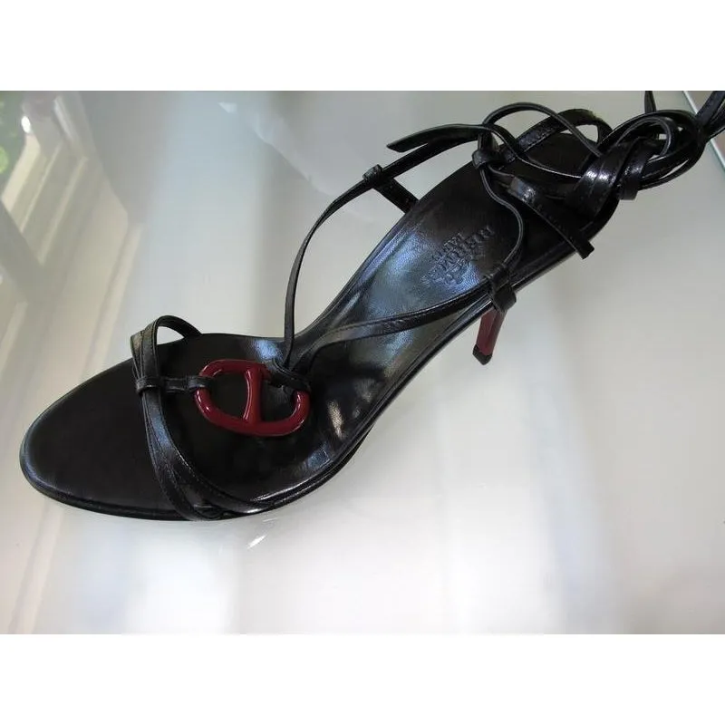 Hermes Black/Red Kymera Sandals Women Shoes SZ38, BNIB!