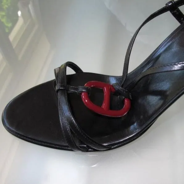 Hermes Black/Red Kymera Sandals Women Shoes SZ38, BNIB!