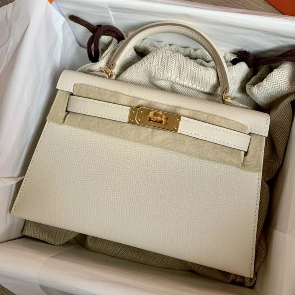 Hermès Kelly 20 Craie Sellier Epsom Gold Hardware GHW