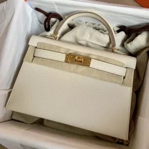 Hermès Kelly 20 Craie Sellier Epsom Gold Hardware GHW