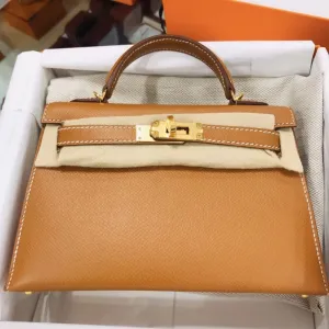 Hermès Kelly 20 Gold Sellier Epsom Gold Hardware GHW