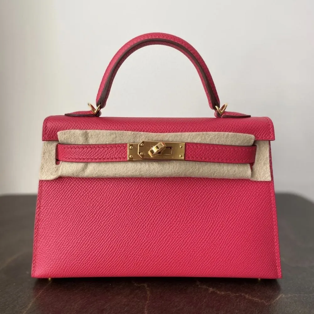 Hermès Kelly 20 Rose Extreme Sellier Epsom Gold Hardware GHW