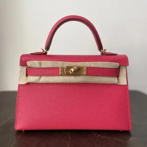 Hermès Kelly 20 Rose Extreme Sellier Epsom Gold Hardware GHW
