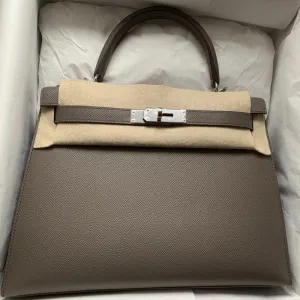 Hermès Kelly 28 Gris Etain Sellier Epsom Palladium Hardware PHW