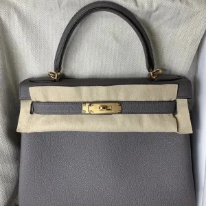 Hermès Kelly 28 Gris Etain Togo Gold Hardware GHW