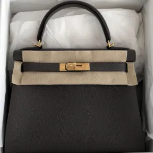 Hermès Kelly 28 Gris Etain Togo Gold Hardware GHW
