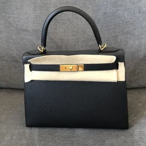 Hermès Kelly 28 Noir (Black) Sellier Epsom Gold Hardware GHW