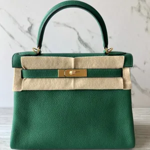 Hermès Kelly 28 Vert Vertigo Taurillon Clemence Gold Hardware GHW
