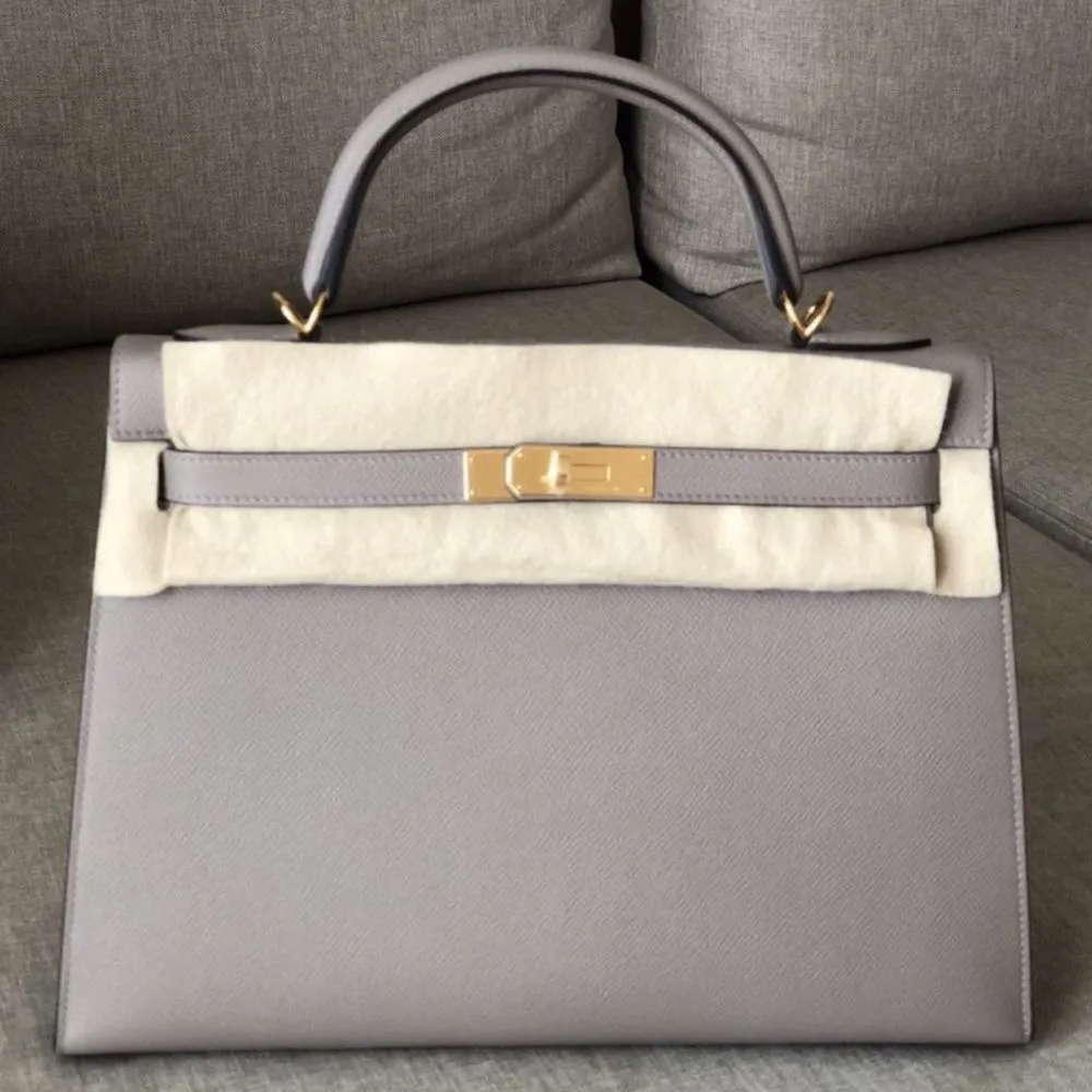 Hermès Kelly 32 Gris Asphalte Sellier Epsom Gold Hardware GHW