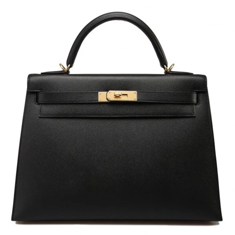 Hermès Kelly 32 Noir (Black) Sellier Epsom Gold Hardware GHW
