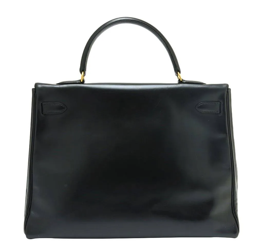 Hermès Kelly 35 Black Box Calf Bag GHW