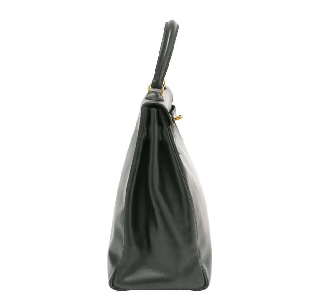 Hermès Kelly 35 Black Box Calf Bag GHW