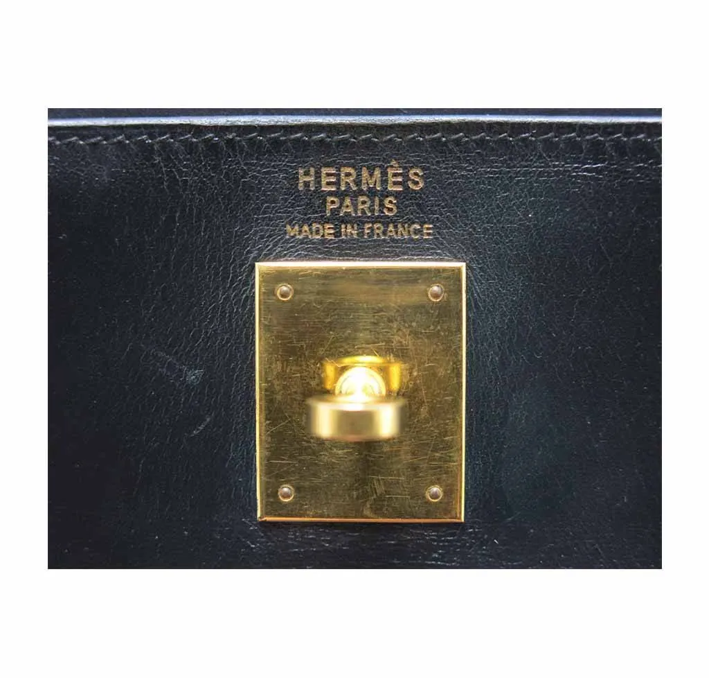 Hermès Kelly 35 Black Box Calf Bag GHW