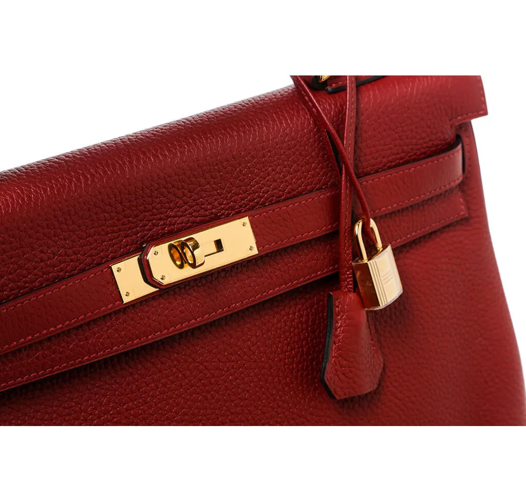 Hermès Rouge H Bag Kelly 35  GHW