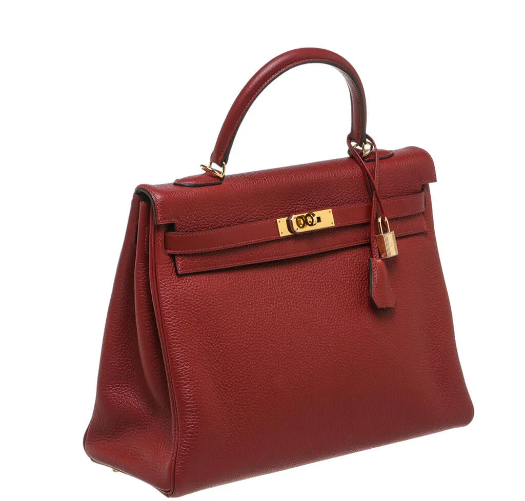 Hermès Rouge H Bag Kelly 35  GHW
