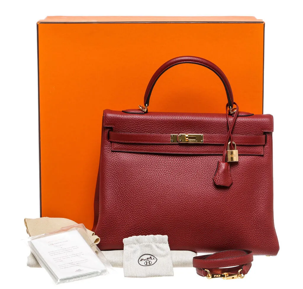Hermès Rouge H Bag Kelly 35  GHW