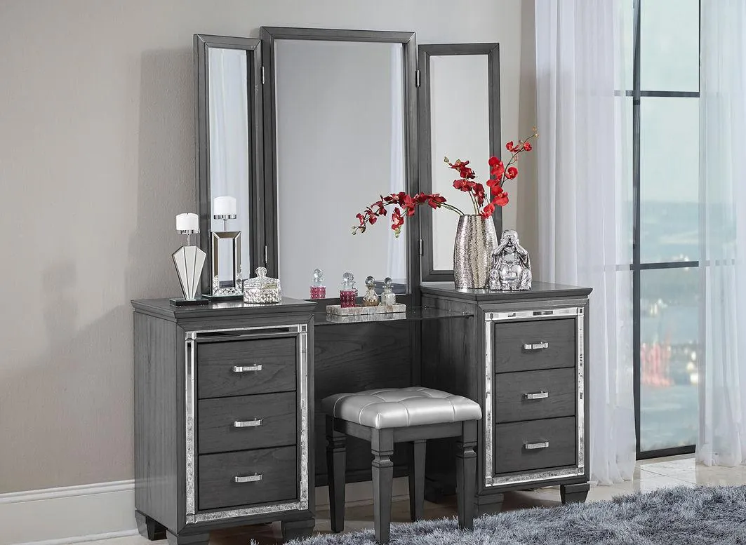 Homelegance Allura Vanity Stool in Gray 1916GY-14