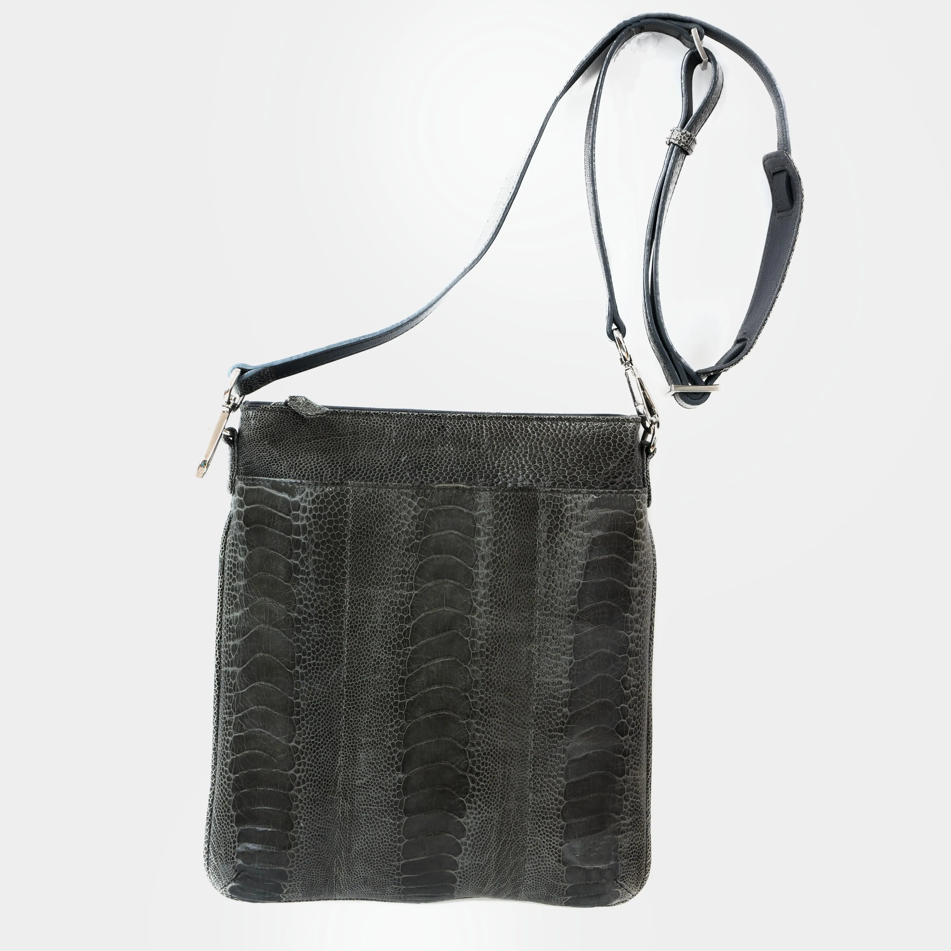 HOMER - N9237L Ostrich Legs Shoulder Cross Body Strap Zipp Top Closure