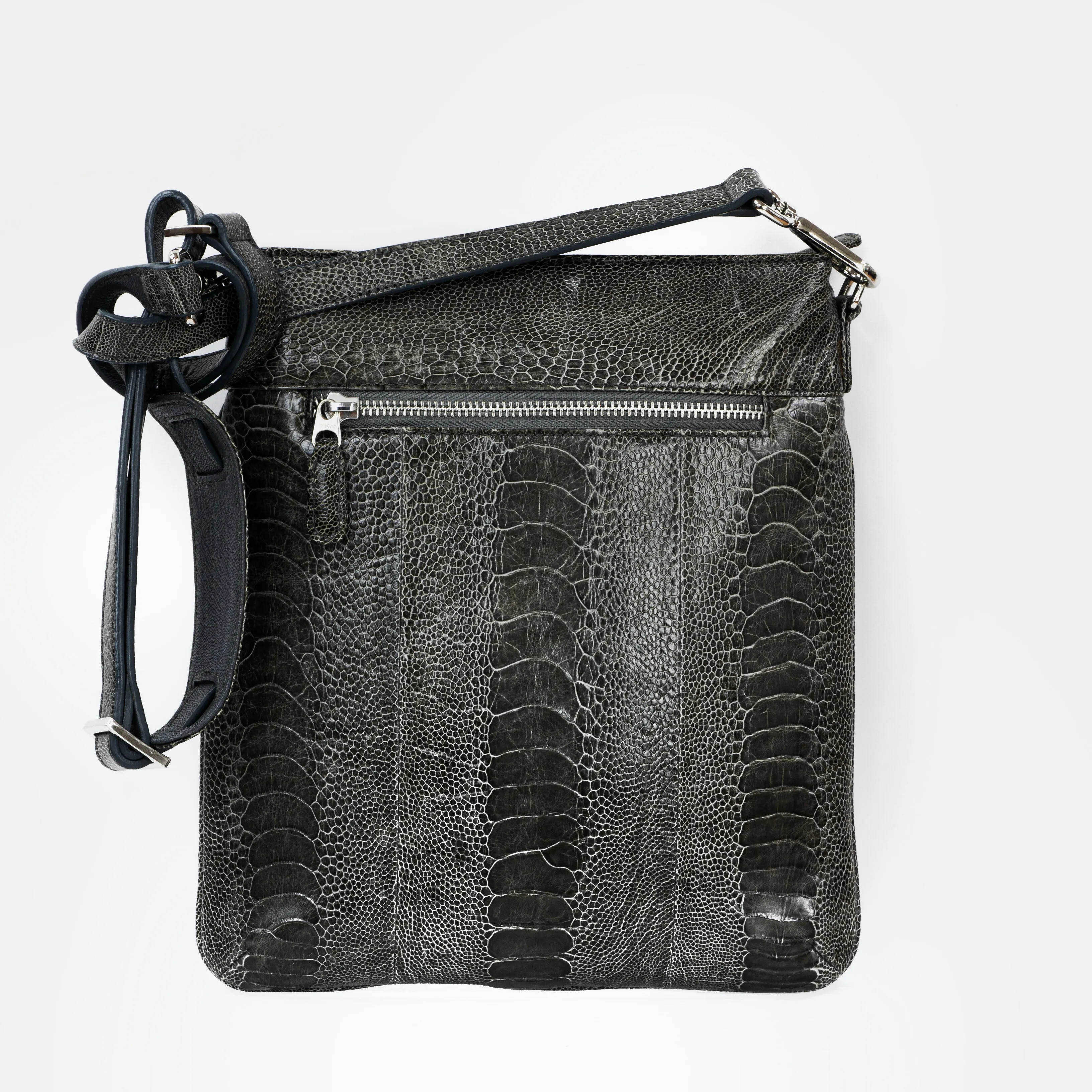 HOMER - N9237L Ostrich Legs Shoulder Cross Body Strap Zipp Top Closure