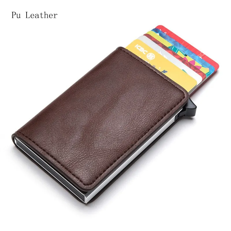 Hot Genuine Leather Rfid Credit Card Holder Wallet Man Retro Small Cardholder Trifold Crazy Horse Card Wallet Men Slim Card Case