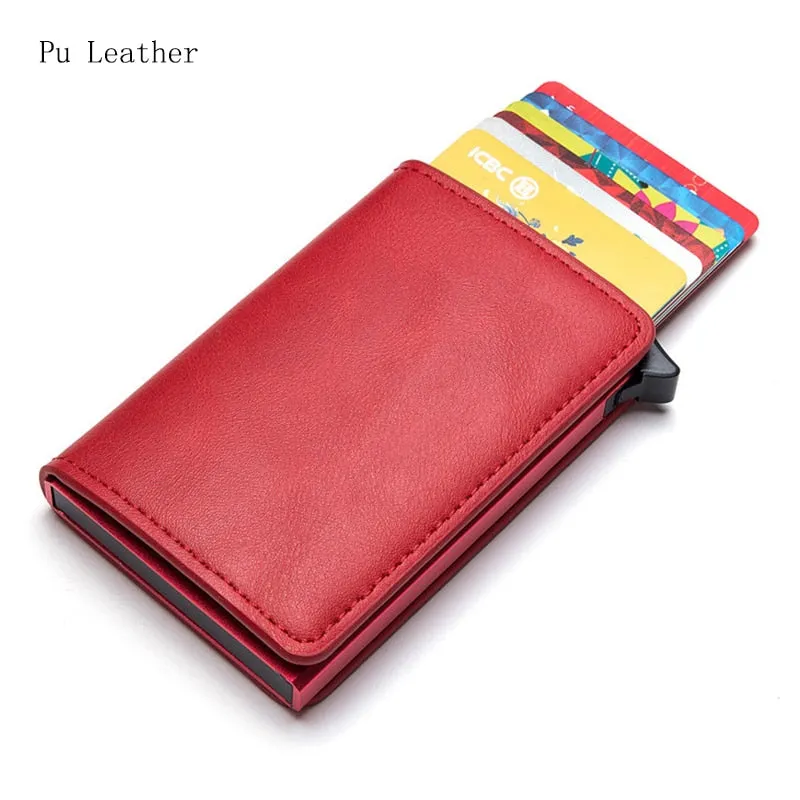 Hot Genuine Leather Rfid Credit Card Holder Wallet Man Retro Small Cardholder Trifold Crazy Horse Card Wallet Men Slim Card Case