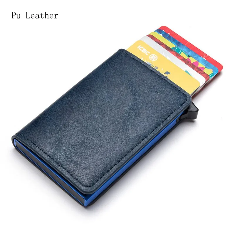 Hot Genuine Leather Rfid Credit Card Holder Wallet Man Retro Small Cardholder Trifold Crazy Horse Card Wallet Men Slim Card Case