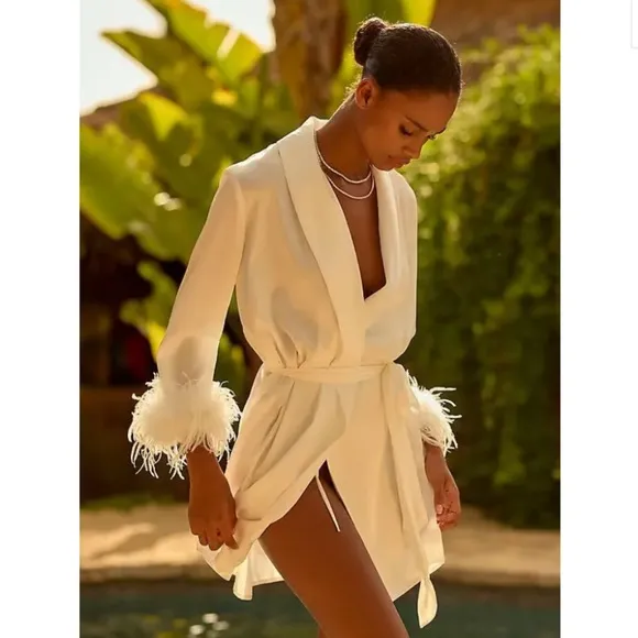 Hutch Faux-Feather Trim Robe