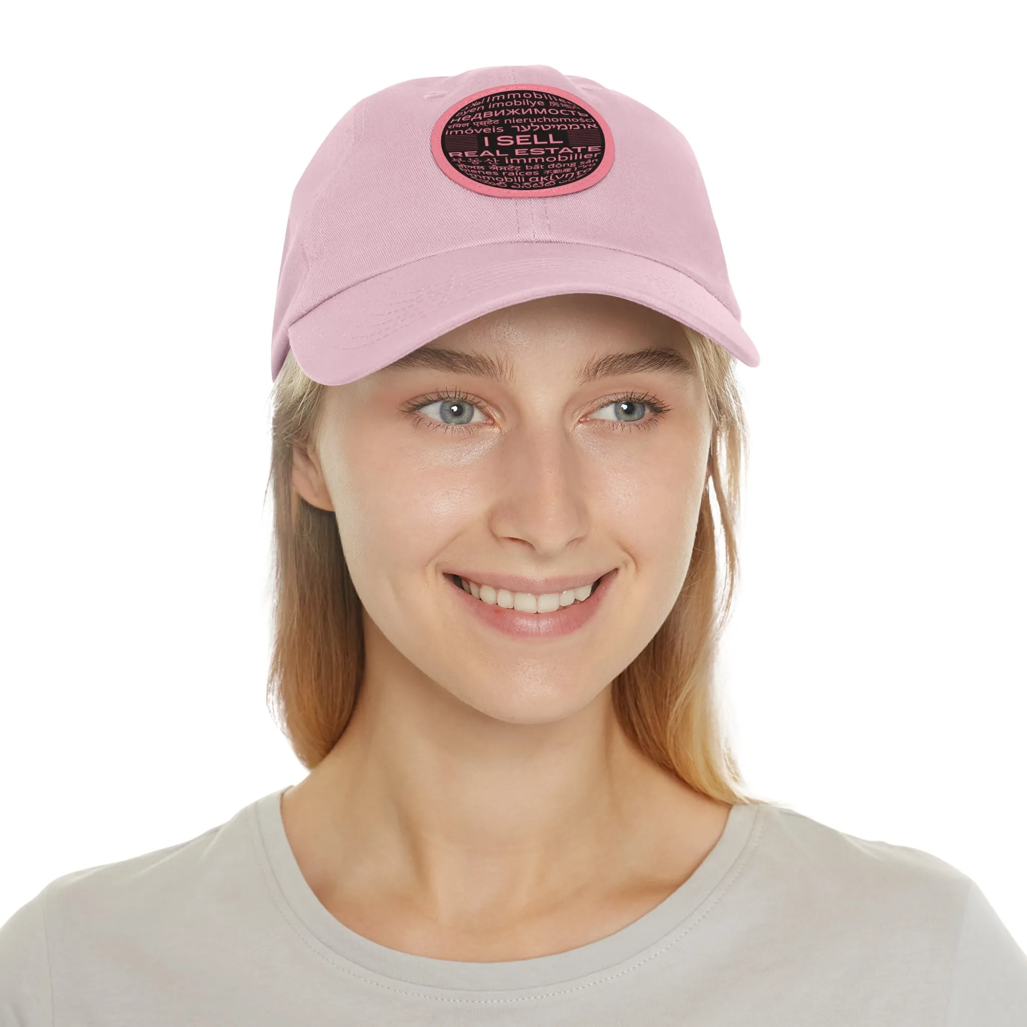 I Sell Real Estate Translated Dad Hat with Leather Patch (Round)