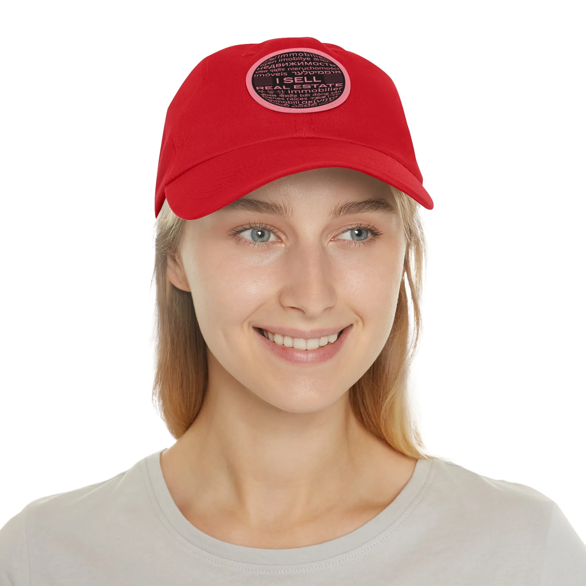 I Sell Real Estate Translated Dad Hat with Leather Patch (Round)