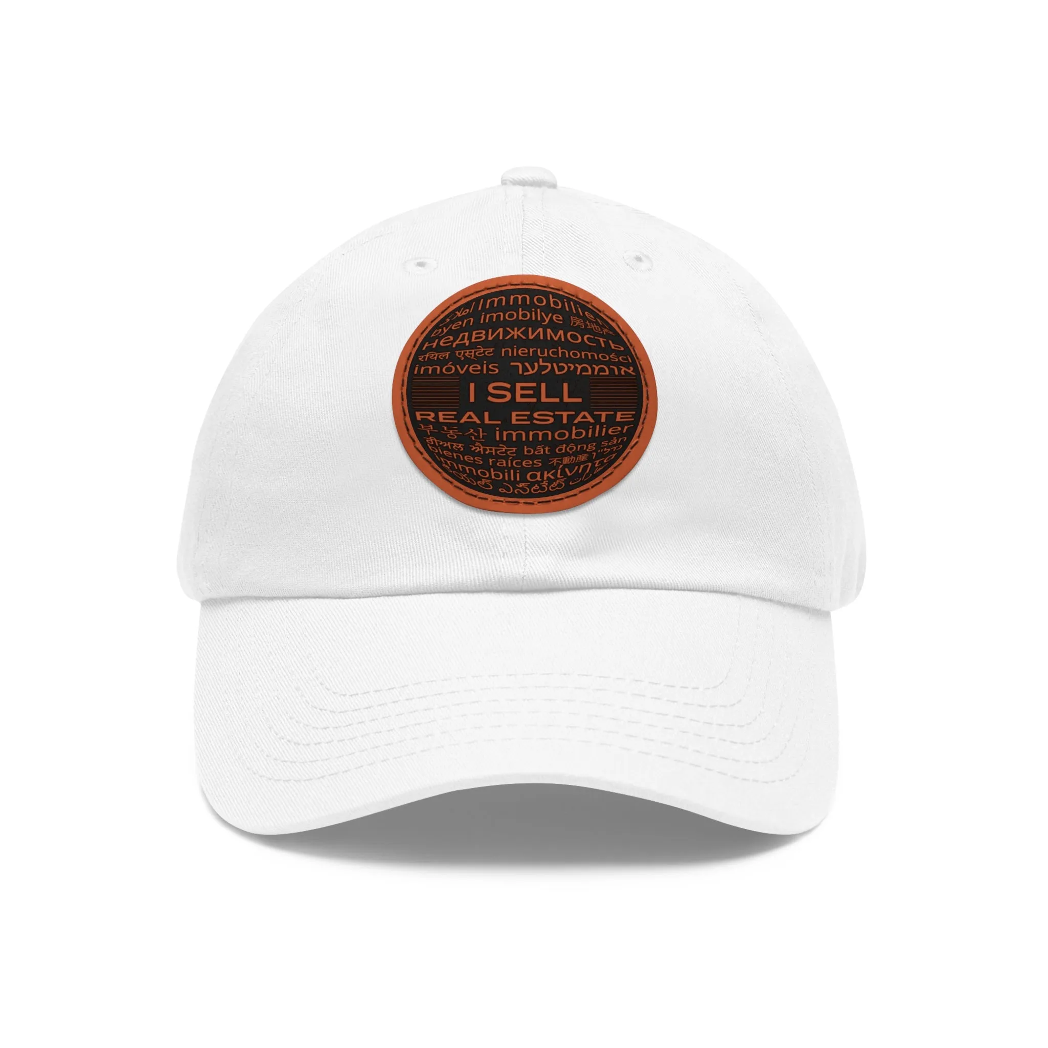I Sell Real Estate Translated Dad Hat with Leather Patch (Round)