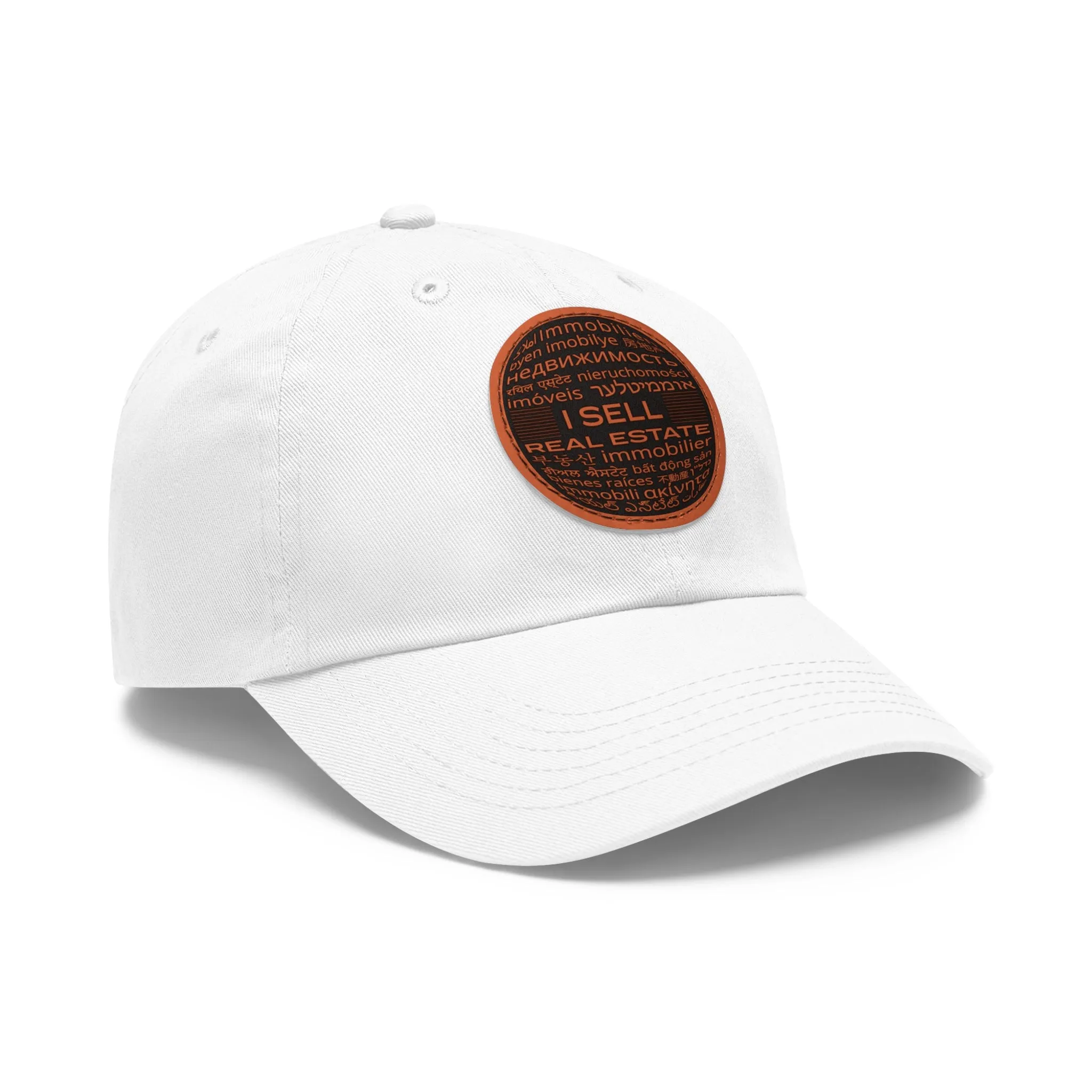 I Sell Real Estate Translated Dad Hat with Leather Patch (Round)