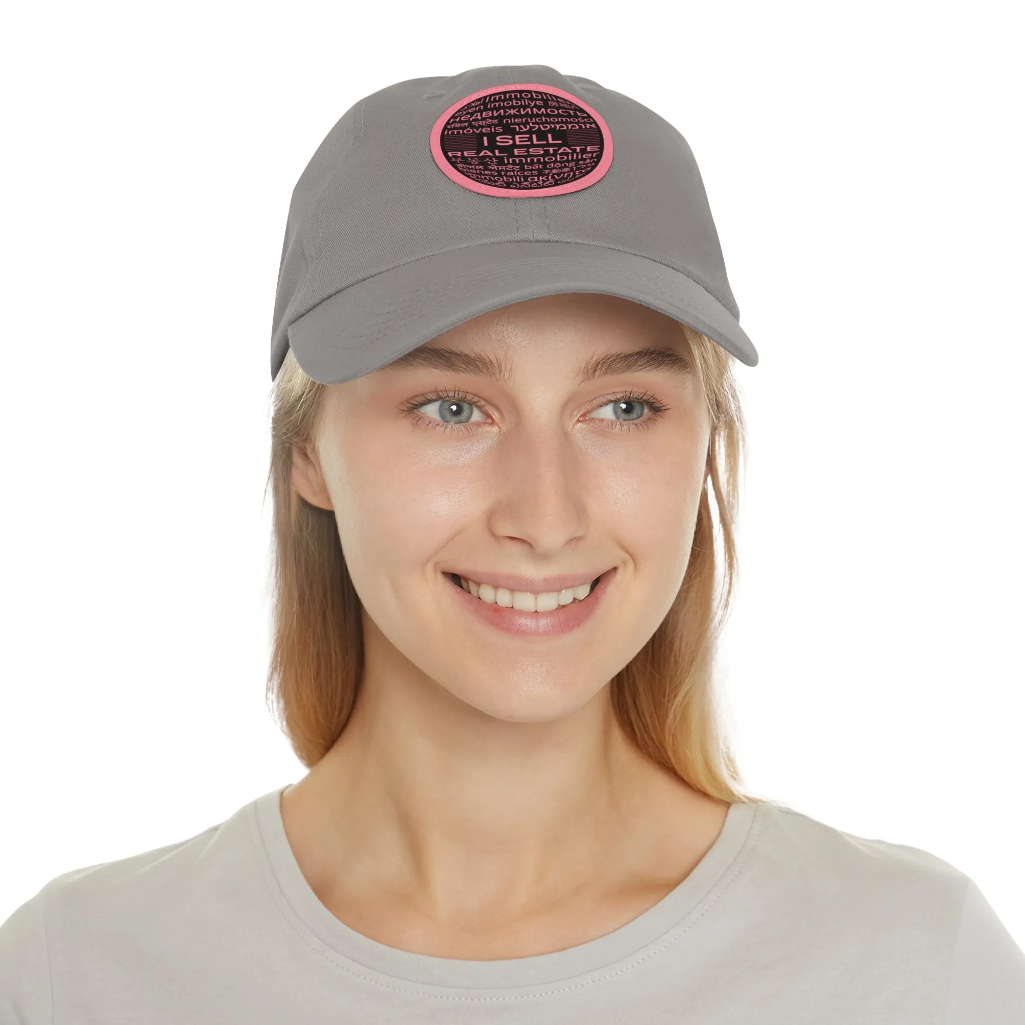 I Sell Real Estate Translated Dad Hat with Leather Patch (Round)