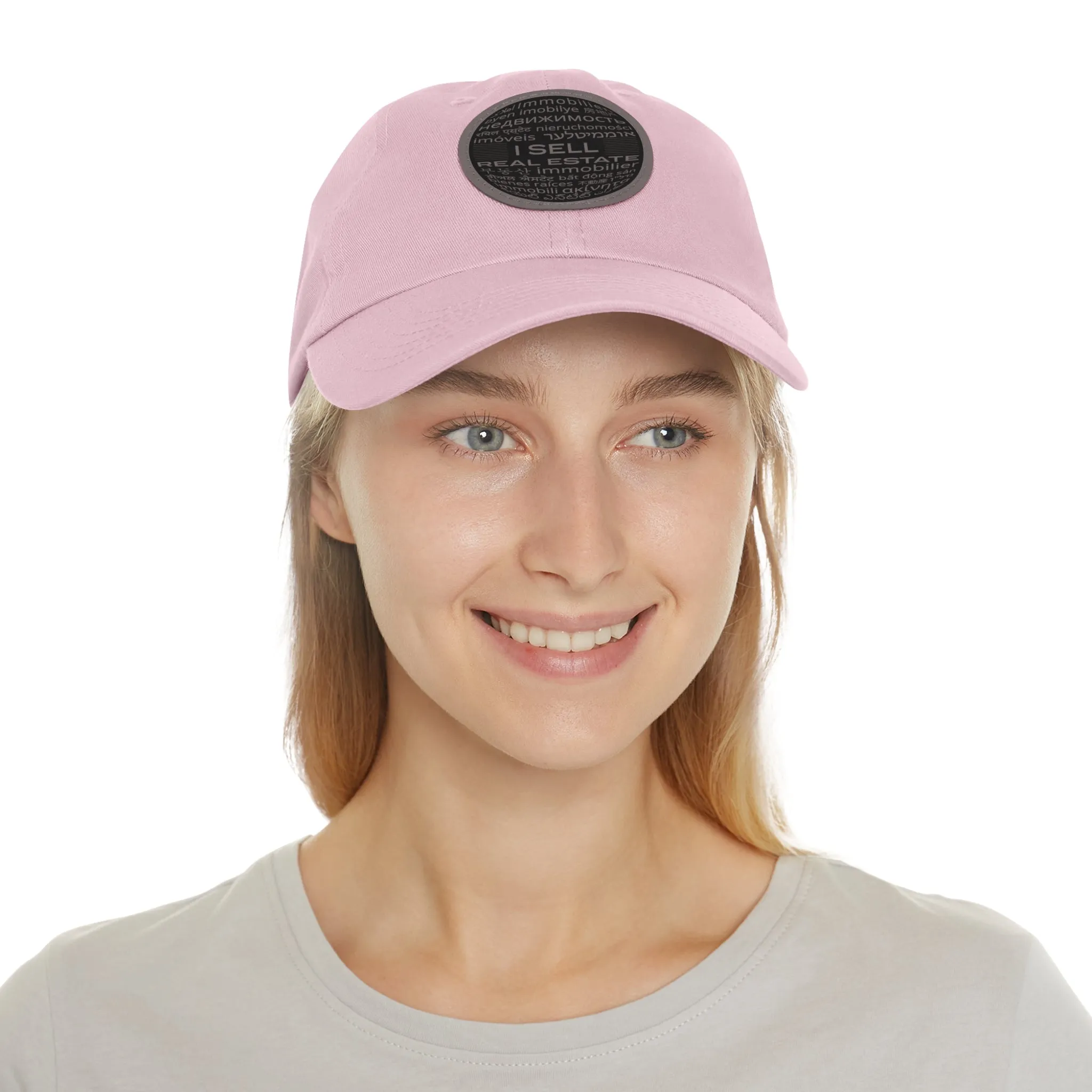 I Sell Real Estate Translated Dad Hat with Leather Patch (Round)