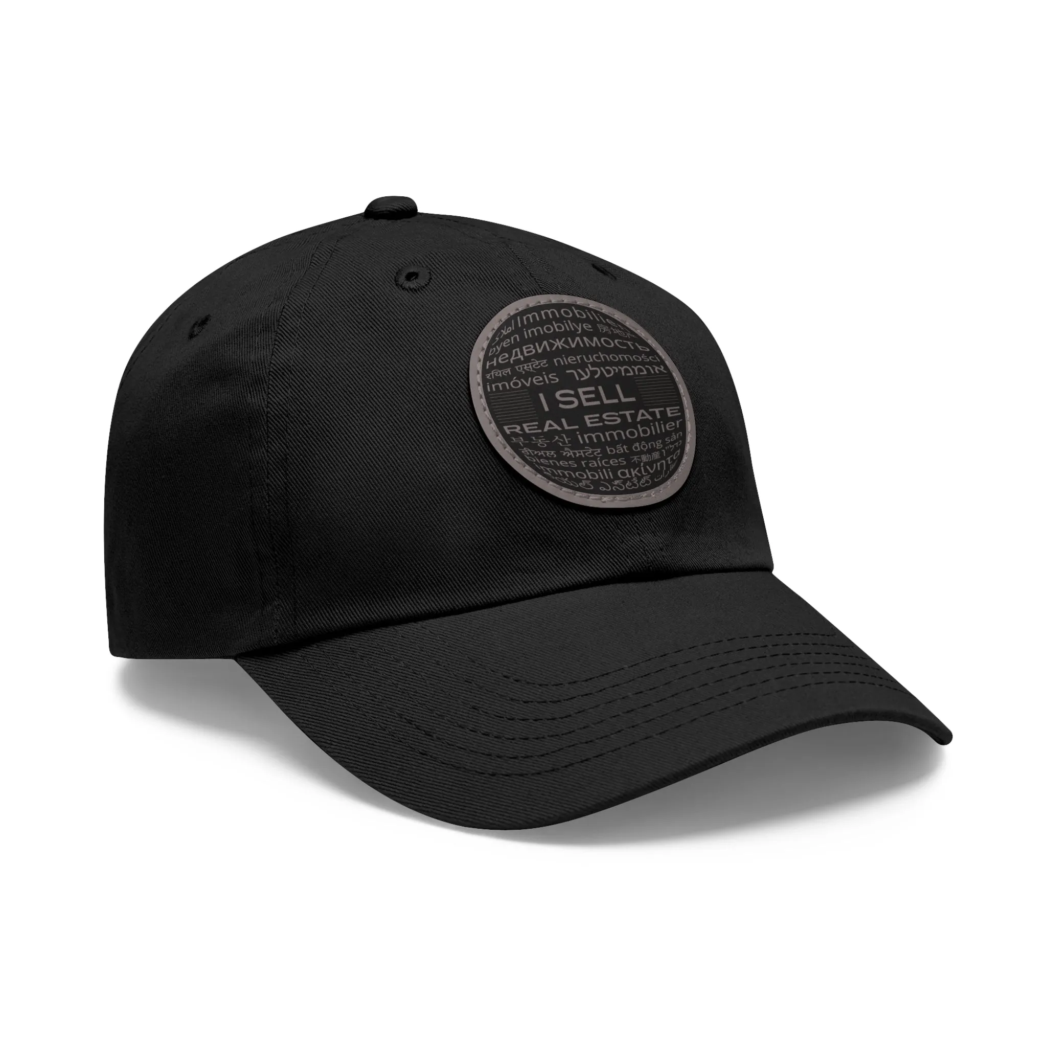I Sell Real Estate Translated Dad Hat with Leather Patch (Round)