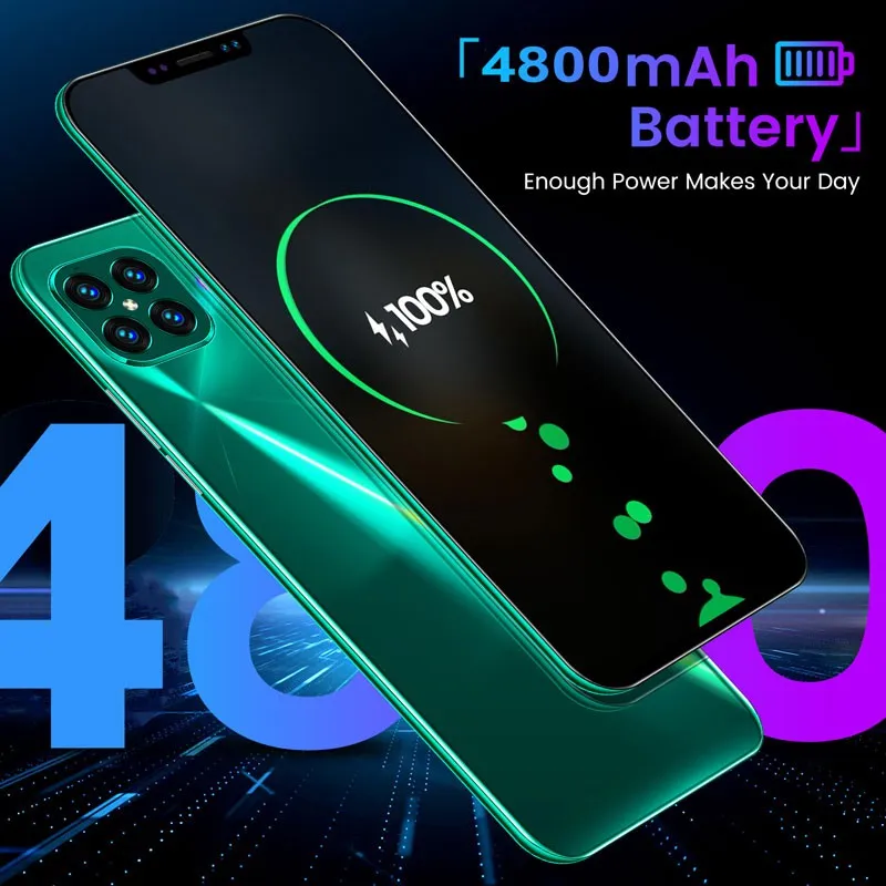 i12 6.7Inch Large Screen Phone Notch Screen Android Quickly Unlock Smartphone(10 512G) black_European plug