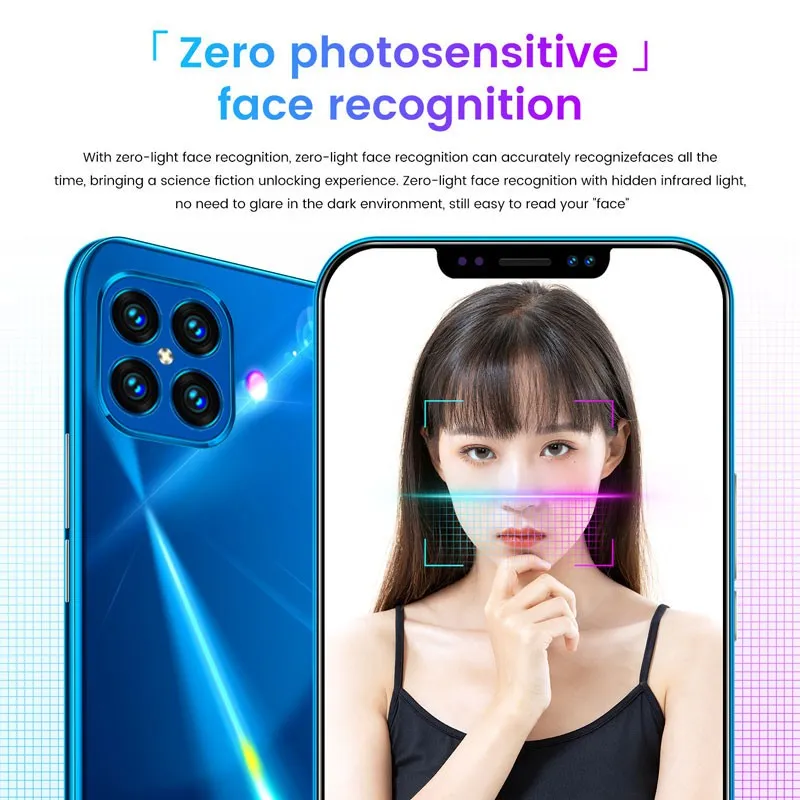 i12 6.7Inch Large Screen Phone Notch Screen Android Quickly Unlock Smartphone(10 512G) black_European plug