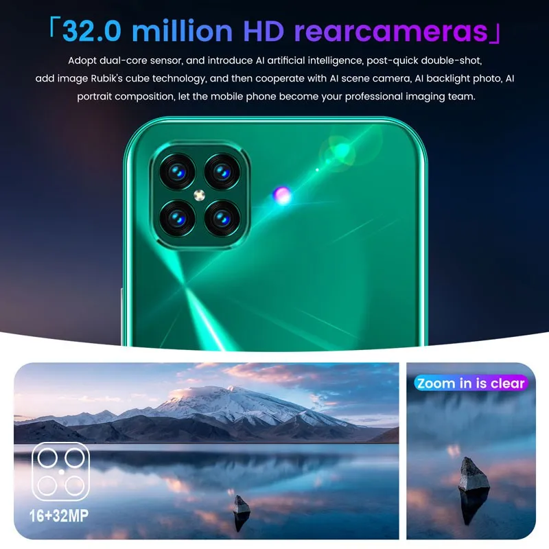 i12 6.7Inch Large Screen Phone Notch Screen Android Quickly Unlock Smartphone(10 512G) black_European plug