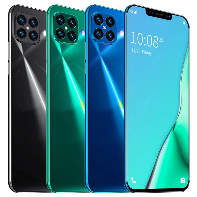 i12 6.7Inch Large Screen Phone Notch Screen Android Quickly Unlock Smartphone(10 512G) black_European plug