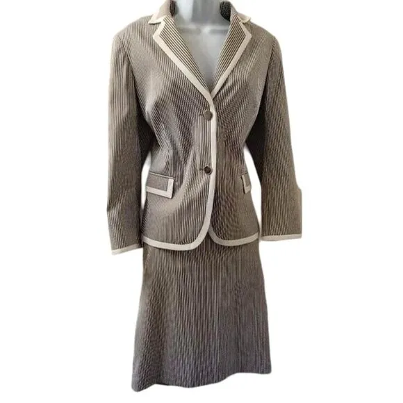 John Meyer Pinstripe 2-piece Skirt Suit