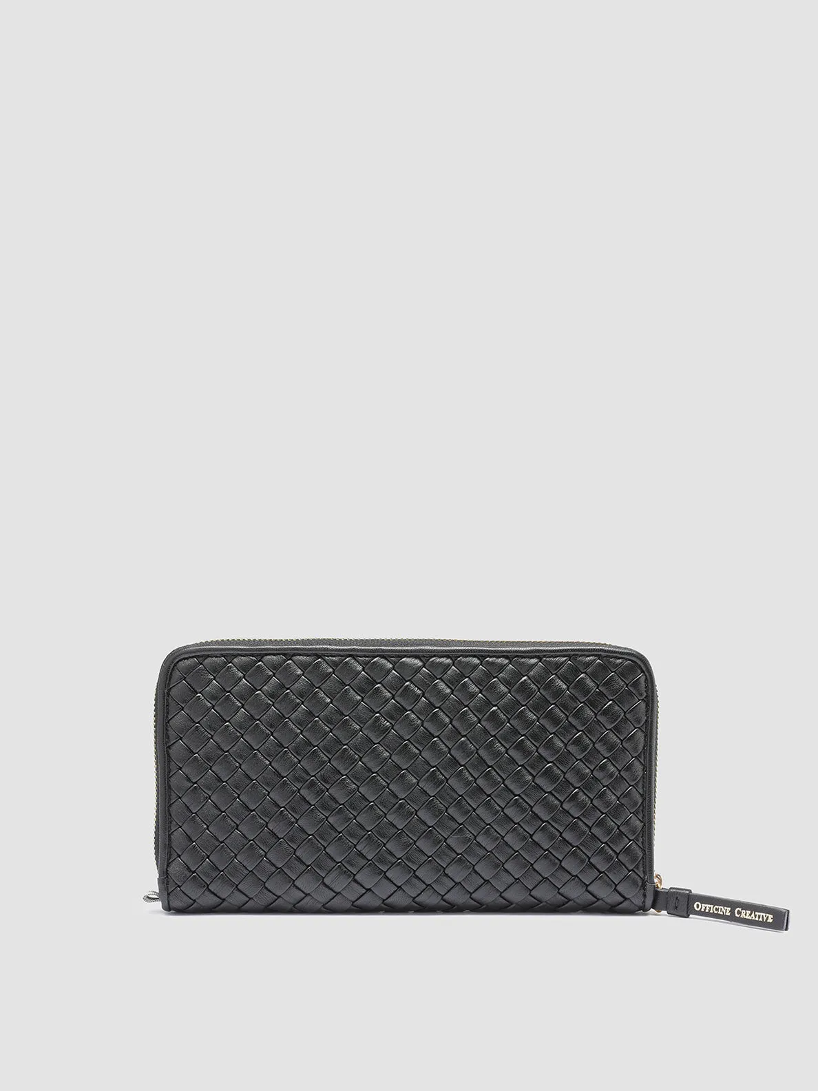 JULIET 101 - Black Woven Leather Zip-around Wallet
