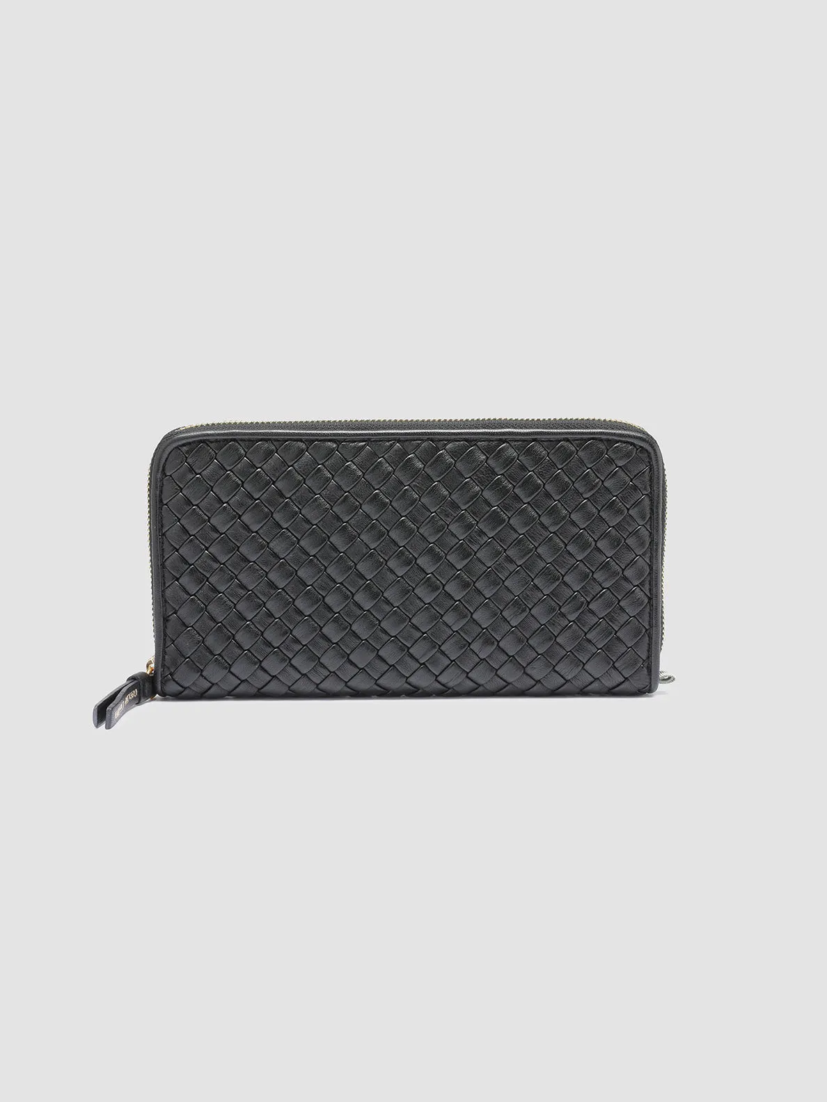 JULIET 101 - Black Woven Leather Zip-around Wallet
