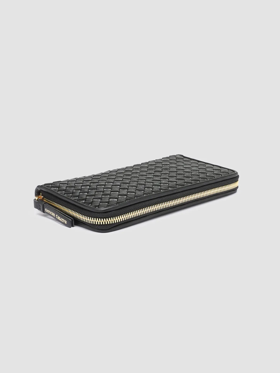 JULIET 101 - Black Woven Leather Zip-around Wallet