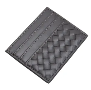 Kat Grey Basketweave Card Holder
