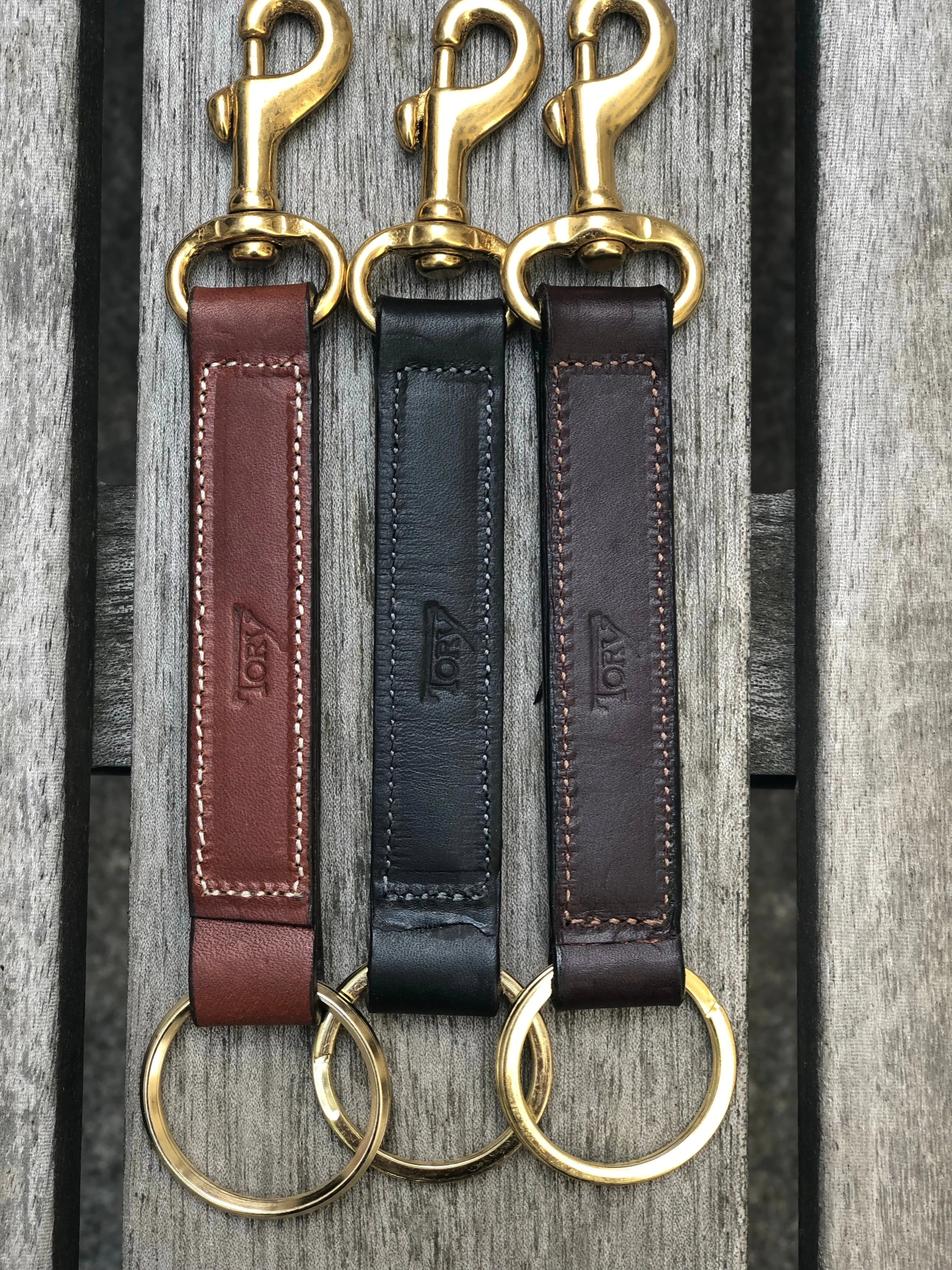 Keyring Strap With Brass Snap in Black