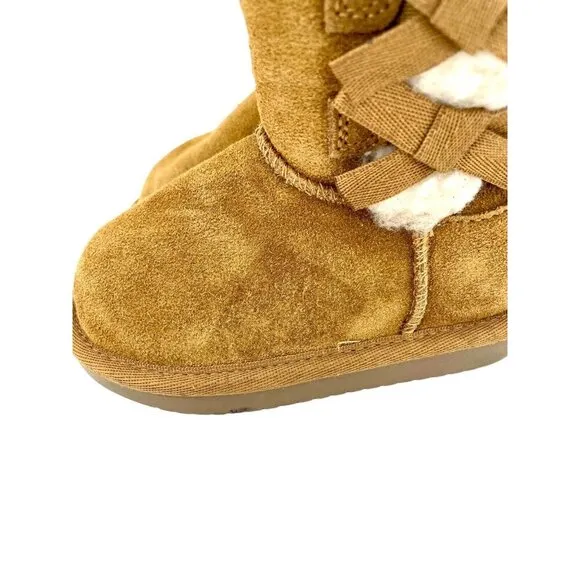 Koolaburra By UGG Victoria Bow Faux Fur &amp; Genuine Sheepskin Short Boot SZ 7