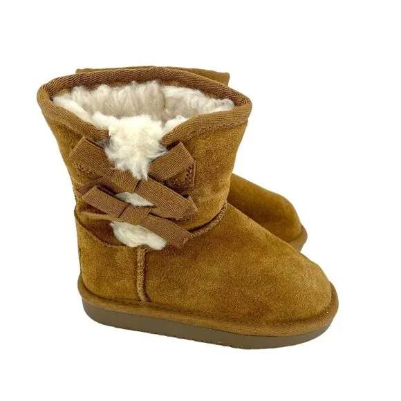 Koolaburra By UGG Victoria Bow Faux Fur &amp; Genuine Sheepskin Short Boot SZ 7