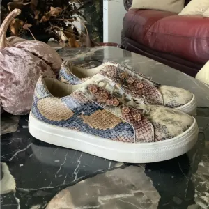 Kurt Geiger mini junior Liviah snake skin leather sneakers size US 4/36