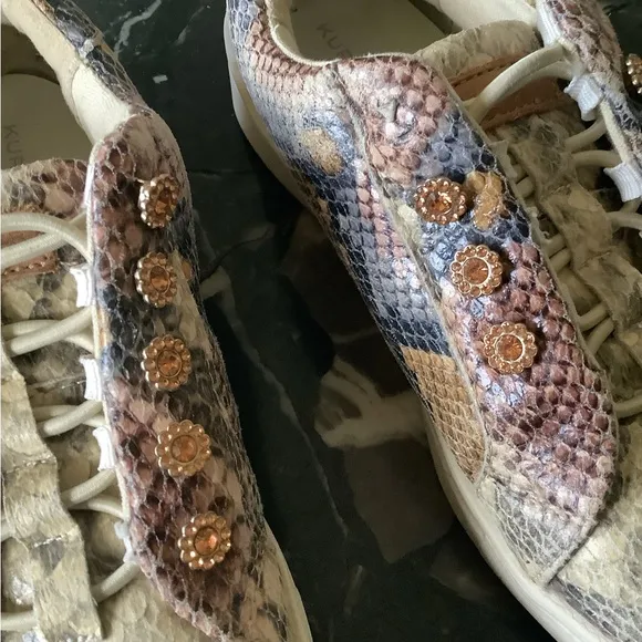 Kurt Geiger mini junior Liviah snake skin leather sneakers size US 4/36